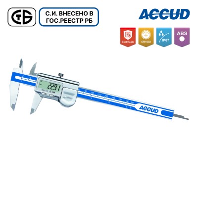 Штангенциркуль влагозащитный цифровой арт.112-006-12, IP 67, диап. измерения 0-150 мм / 0-6", дискретность 0,01 мм / 0,0005", от ACCUD