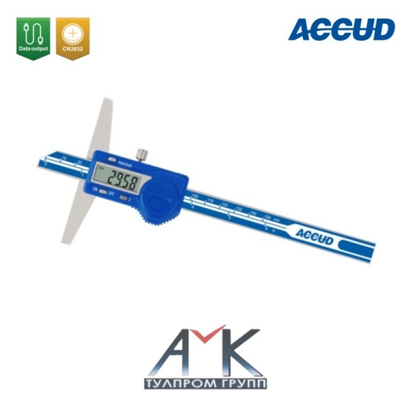 Штангенглубиномер цифровой арт.171-006-61P, диап. измерения 0-150 мм / 0-6", дискретность 0,01 мм / 0,0005", от ACCUD