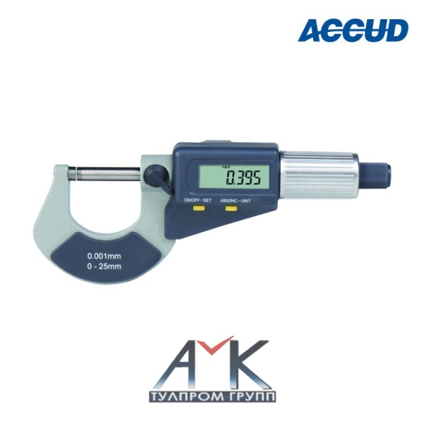 Прецизионный (повышенной точности) микрометр наружный цифровой арт.312-003-03, диап. измерений 50-75 мм / 2-3", дискретность 0,001мм / 0.00005", с установочной мерой 50 мм, от ACCUD