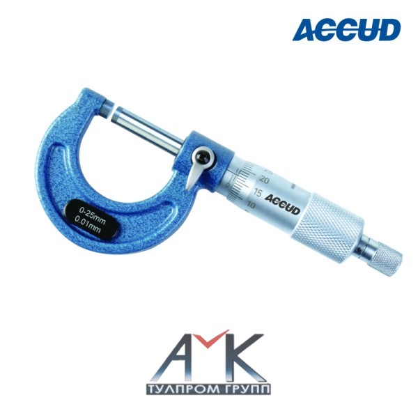 Наружный микрометр арт.321-003-01, диап. измерений 50-75 мм, дискретность 0,01 мм, гладкий, с трещоткой, с установочной мерой 50 мм, от ACCUD