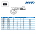 Наружный микрометр арт.321-003-01, диап. измерений 50-75 мм, дискретность 0,01 мм, гладкий, с трещоткой, с установочной мерой 50 мм, от ACCUD