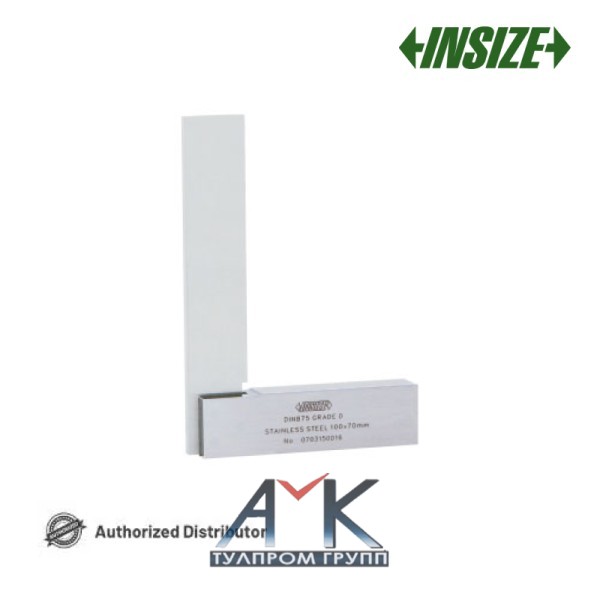 Угольник с плоским краем 90 и широким основанием 100 х 70 мм арт. 4792-100, по DIN 875, класс точности 0, из упрочненной нерж. стали, от INSIZE
