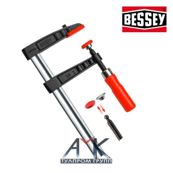 Струбцина быстродействующая 300 х 140 мм, арт. 51104300, ковкий чугун, с ручкой из дерева, от BESSEY