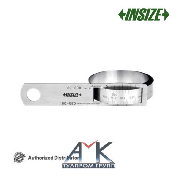Циркометр / измерительная лента арт.7114-950, диап. диаметров 50-300 мм, диап. окружностей 150-950 мм, дискретность 0,1 мм, из нерж. стали, с лазерной гравировкой, от INSIZE