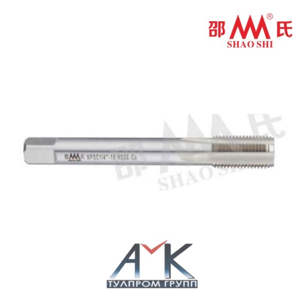 Прямоканавочный метчик NPSC 1-11.5 арт. SA852006, шаг 2.209 мм, с прямой трубной резьбой, DIN 5156, HSSE Co, угол 60°, от SHAO SHI