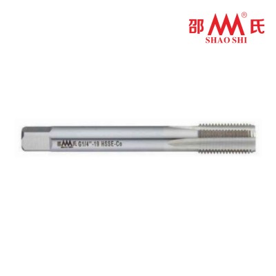 Прямоканавочный метчик с прямой трубной резьбой G 1/16-28 арт.SA872001, шаг 0,907 мм, по DIN 5156, HSSE-Co, угол 55°, от SHAO SHI