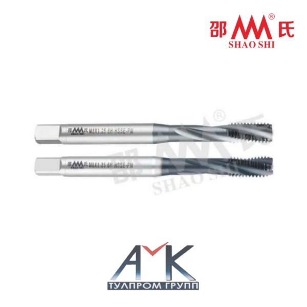 Машинный метчик  M4 со спиральной канавкой R15° арт. SC512502, шаг 0,7 мм, DIN 371/376, 6H, HSSE PM, угол 60°, от SHAO SHI