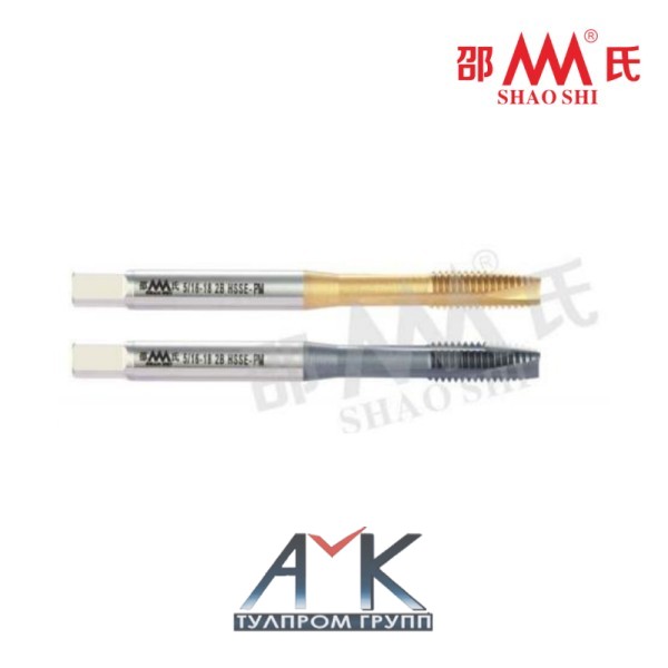 Метчик машинный спиральный No4-40UNC арт.SC622001, с усиленным хвостовиком, шаг 0,635 мм, по DIN 371, угол 60°, HSSE-PM, от SHAO SHI